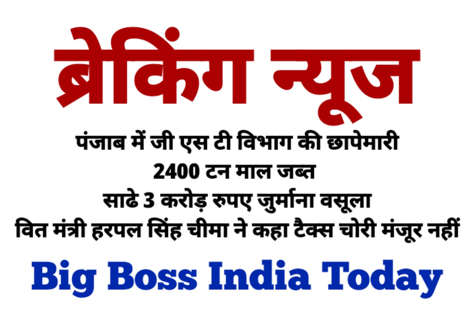 पंजाब में टैक्स चोरी पर बड़ा एक्शन  जी एस टी विभाग ने कई जगहों पर मारा छापा