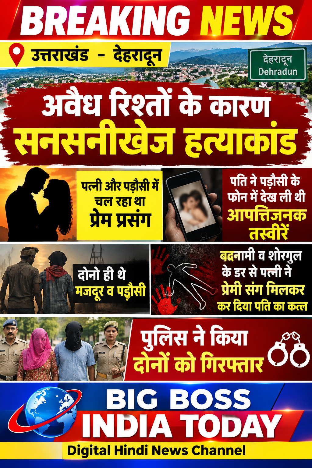 पत्नी का पड़ोसी संग प्रेम प्रसंग बना पति की हत्या का कारण
