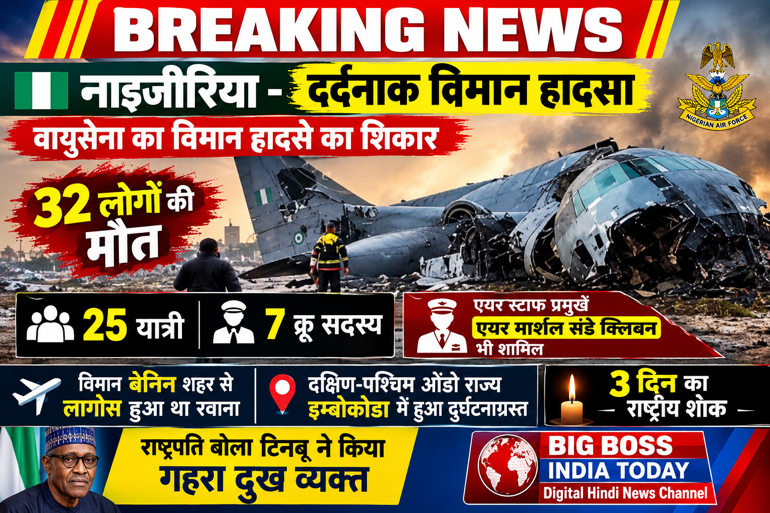 नाइजीरिया में दर्दनाक विमान हादसा